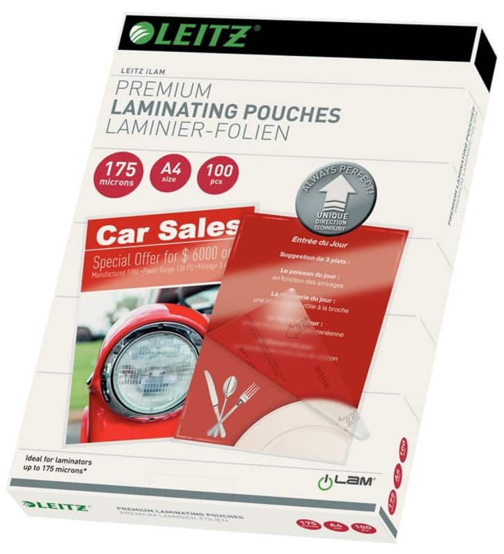 Leitz iLAM Premium Laminierfolien DIN A4 Glänzend 175 Mikron (2 x 175) Transparent 100 Stück