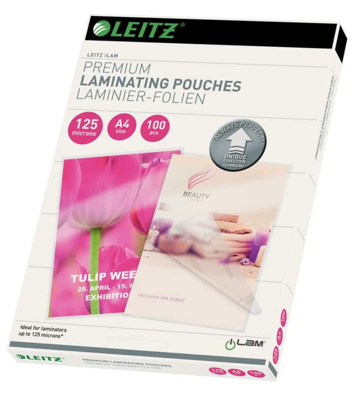 Leitz iLAM Premium Laminierfolien DIN A4 Glänzend 125 Mikron (2 x 125) Transparent 100 Stück