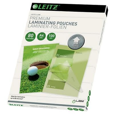 Leitz iLAM Premium Laminierfolien DIN A4 Glänzend 80 Mikron (2 x 80) Transparent 100 Stück