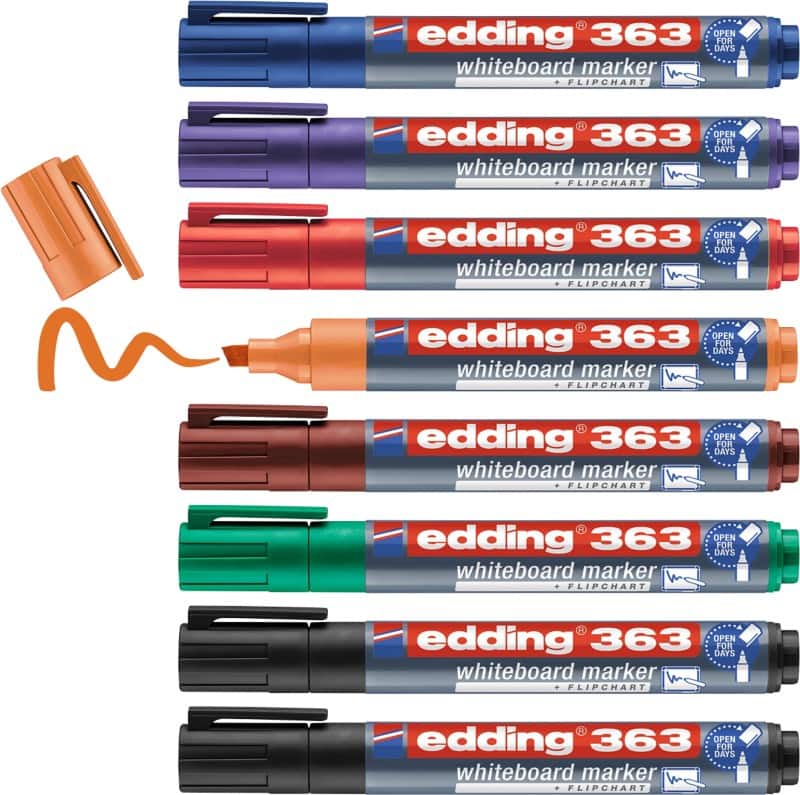 edding 363 Non-permanent Whiteboard-Marker Farbig sortiert Breit Keilspitze 1 - 5 mm  8 Stück