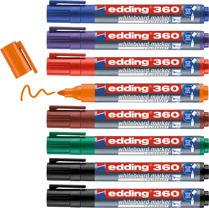 edding 360 Non-permanent Whiteboard-Marker Farbig sortiert Mittel Rundspitze 1,5 - 3 mm  8 Stück
