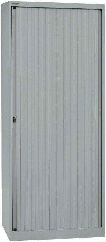 Bisley Rollladenschrank Kunststoff, Stahl 4 Fachböden abschließbar 800 x 430 x 1.980 mm Silber