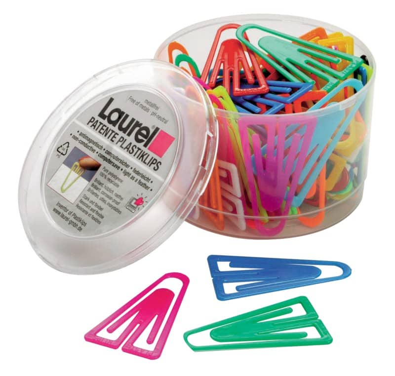 Laurel Plastiklips Büroklammern Kunststoff Farbig sortiert 75 Stück