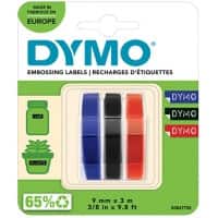 Dymo 3D Etikettenband S0847750 Weiß auf Rot, Schwarz, Blau 9 mm x 3 m 3 Stück