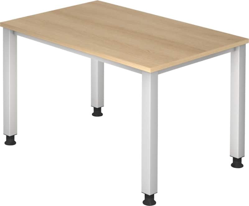 Hammerbacher Q Series VQS Höhenverstellbar Schreibtisch Rechteckig Eiche 4 Metallfüße 1.200 (B) x 800 (T) x 810 (H) mm Spanplatte, Stahl