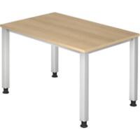 Hammerbacher Q Serie Höhenverstellbarer Schreibtisch Rechteckig Eiche Holz Silber 4 Füße 1.200 x 685 mm