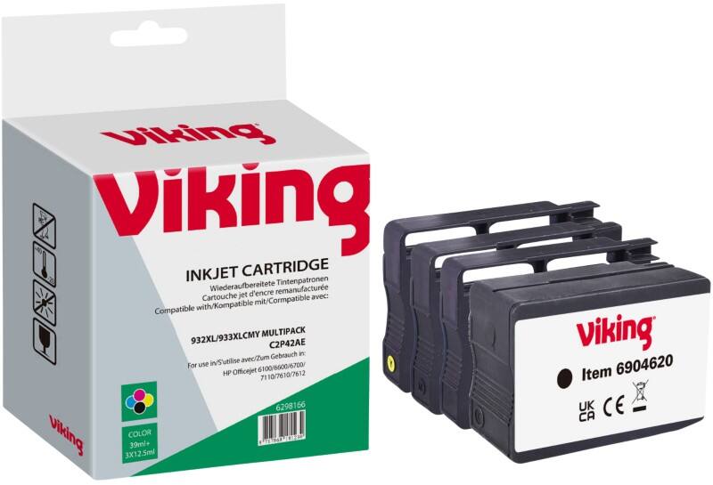Viking 932XL / 933XL Kompatibel HP Tintenpatrone CN053A/CN054A Schwarz, Cyan, Magenta, Gelb Multipack 4 Stück