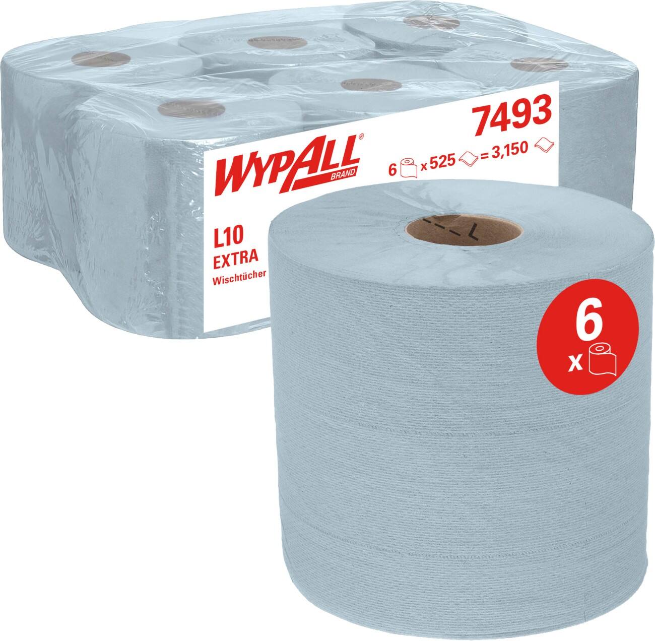 WYPALL Wischtuchrolle L10 7493 1-lagig 6 Rollen à 525 Blatt