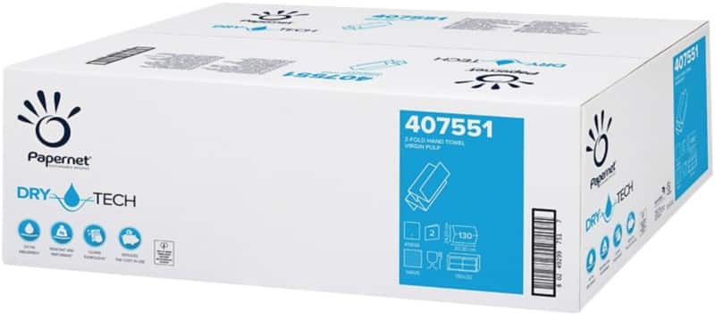 Papernet DryTech  Papierhandtücher Z-falz Weiß 2-lagig 407551 20 Stück à 130 Blatt