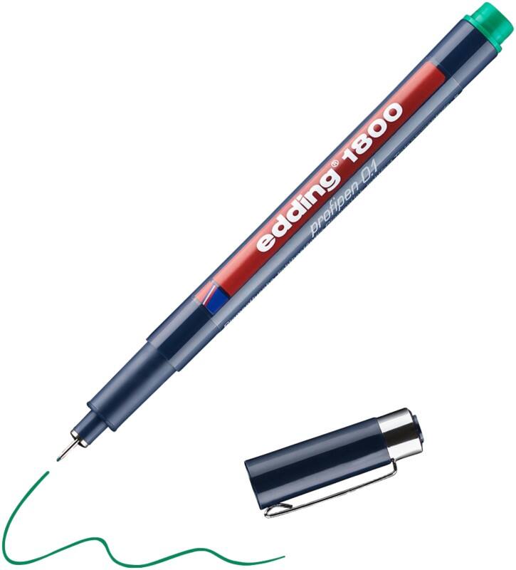 edding 1800 Fineliner  Extra Fein Rundspitze  - 0,25 mm Grün Wasserbeständig