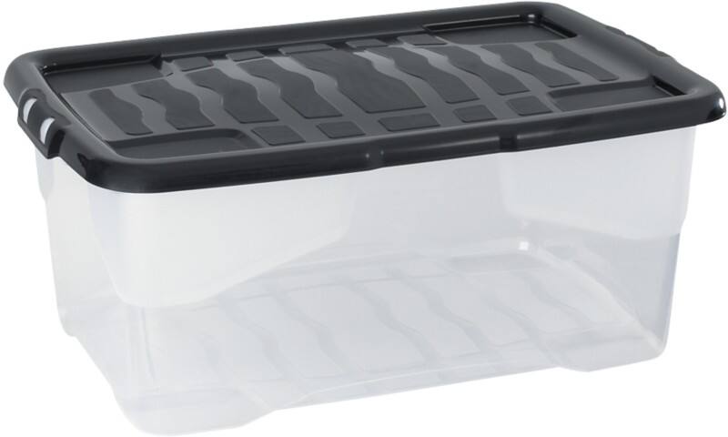 Kunststoff Archivbox 42 L Schwarz, Transparent 60 x 40 x 25 cm