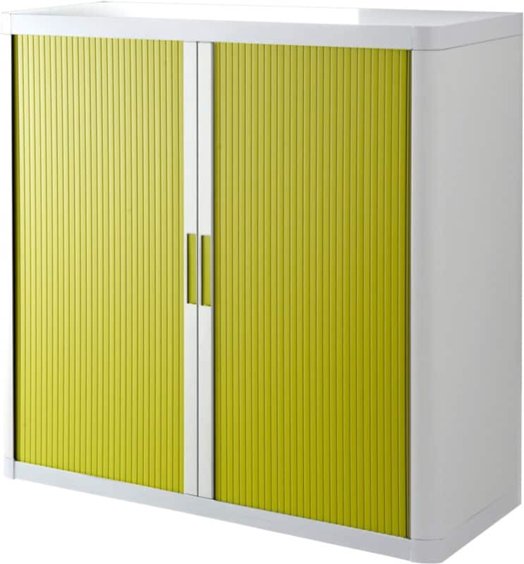 Paperflow EasyOffice Rollladenschrank PS (Polystyrol), Stahl 2 Fachböden abschließbar 1.100 x 415 x 1.040 mm Grün, Weiß