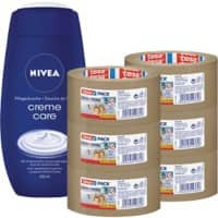 tesapack Verpackungsklebeband 4124 Ultrastrong + Nivea Pflegedusche 50 mm x 66 m Braun 6 Rollen