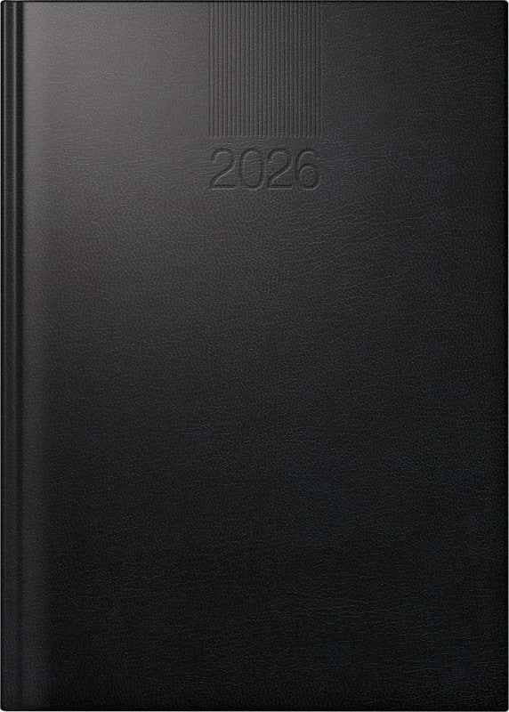 BRUNNEN Terminplaner Balacron 2026 Sonderformat 1 Tag pro Seite Schwarz Deutsch, Englisch, Französisch, Italienisch