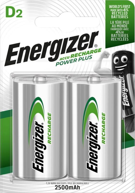 Energizer D Wiederaufladbare Batterien Power Plus HR20 2500 mAh NiMH 1,2 V 2 Stück