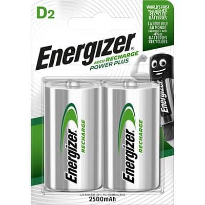 Energizer D Wiederaufladbare Batterien Power Plus HR20 2500 mAh NiMH 1,2 V 2 Stück
