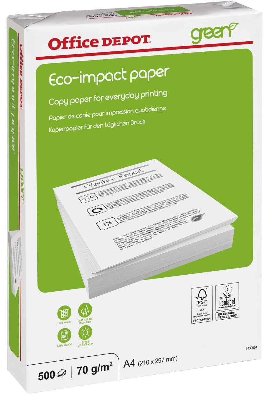 Office Depot Eco-Impact Kopier-/ Druckerpapier DIN A4 70 g/m² Weiß 500 Blatt