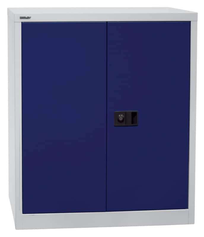 Bisley Flügeltürenschrank 1 Fachboden abschließbar 914 x 400 x 1.000 mm Hellgrau, Oxfordblau