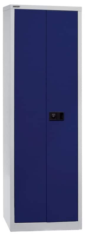 Bisley Universal Flügeltürenschrank Stahl 4 Fachböden abschließbar 600 x 400 x 1.950 mm Blau, Hellgrau