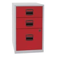 Bisley Home Beistellschrank 3 Schubladen Lichtgrau, Kardinalrot 413 x 400 x 672 mm