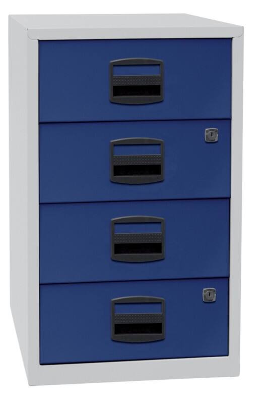 Bisley Home Beistellschrank 4 Schubladen Lichtgrau, Oxfordblau 413 x 400 x 672 mm