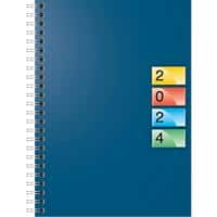 BRUNNEN Buchkalender DATAline DIN A5 2024 1 Woche/2 Seiten Farbig sortiert Deutsch, Englisch, Französisch, Italienisch 14,8 x 20,5 cm