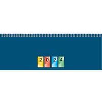 BRUNNEN Tischkalender 772 2024 1 Woche/2 Seiten Karton Blau Deutsch, Englisch, Französisch, Italienisch 29,7 x 10 cm