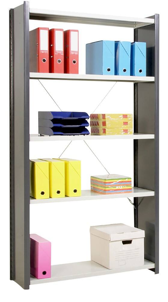 ARNO SPACE Epsilon Grundregal Epsilon Office Komplett verkleidet 5 Fachböden lackierter Stahl 1.000 x 300 x 2.000 mm Hellgrau