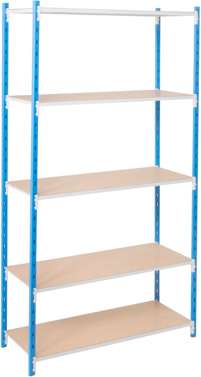 ARNO SPACE Workshop Anbauregal 5 Fachböden Stahlrohr 1.000 x 600 x 2.000 mm Blau, Hellgrau