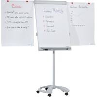 FRANKEN PRO Magnetisches Flipchart FC81 Mit Seitenarmen Höhenverstellbar 67 x 95 cm Mit 5 Rollen und Stiftablage Hellgrau