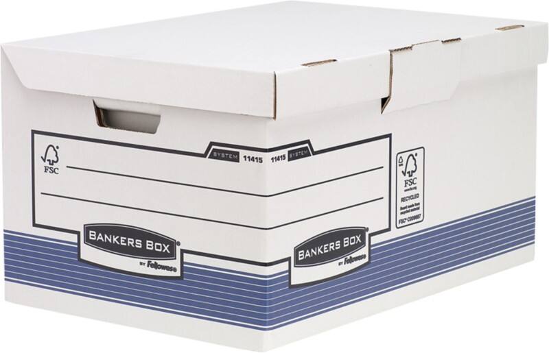 Bankers Box System Pappkarton Archivbox Blau, Weiß 545mm x 293mm x 378mm 10 Stück