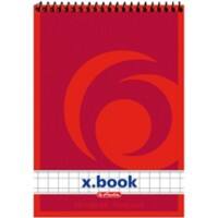 Herlitz A7 Spiralgebundener roter Kartonumschlag Notizblock Kariert 50 Blatt