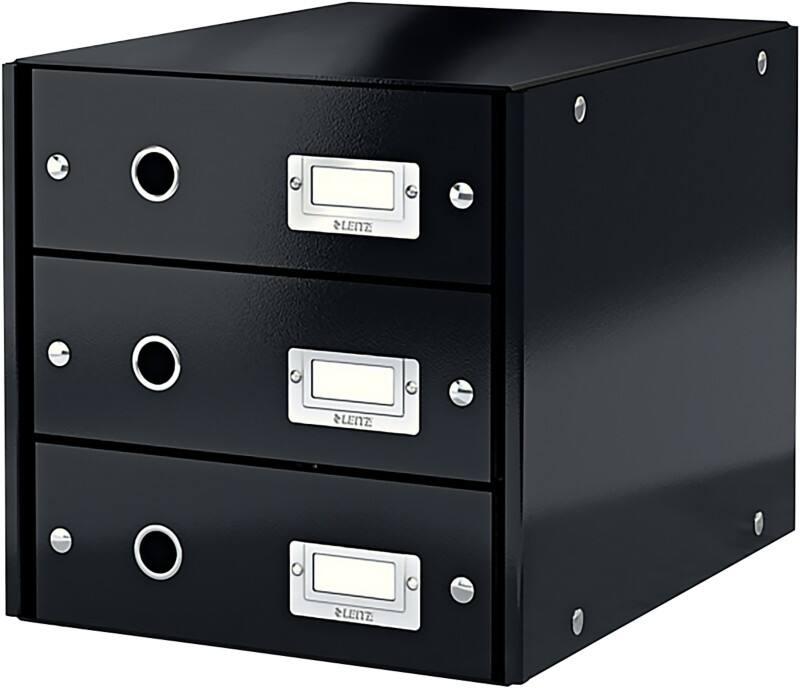 Leitz Click & Store WOW Schubladenbox Hartpappe Schwarz 3 Schübe 28,6 x 35,8 x 28,2 cm DIN A4