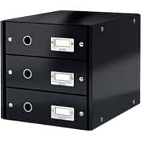 Leitz Click & Store WOW Schubladenbox Hartpappe Schwarz 3 Schübe 28,6 x 35,8 x 28,2 cm DIN A4
