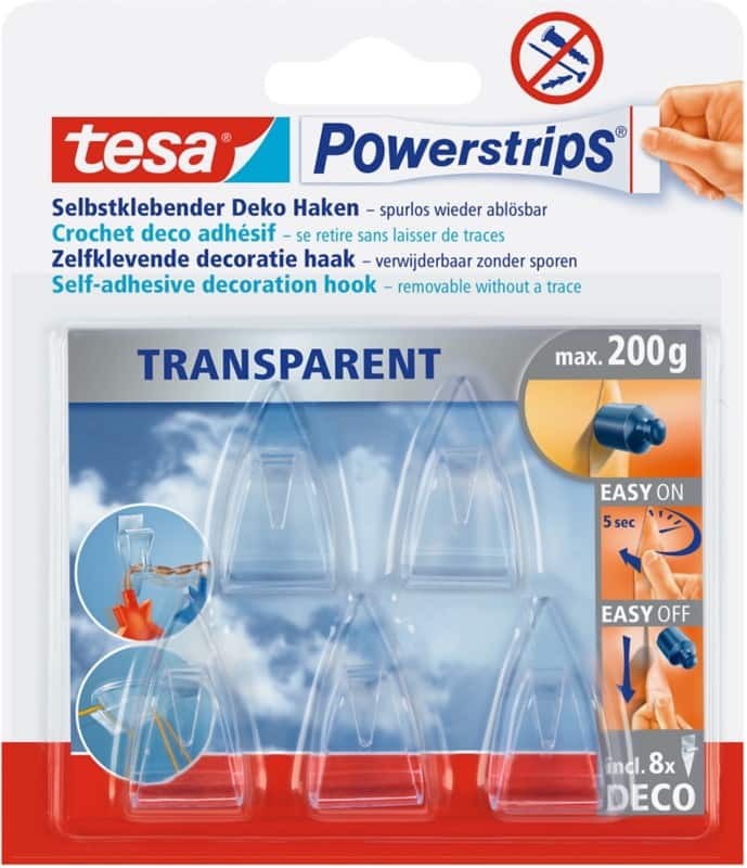 tesa Deko-Haken Transparent 5 Stück