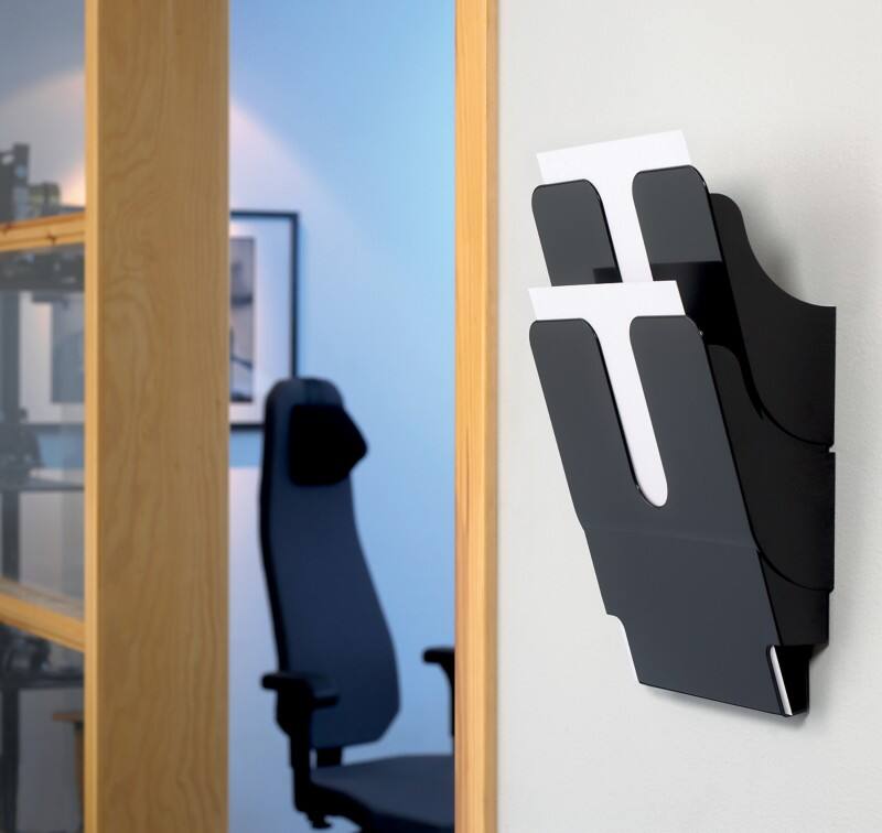 DURABLE FLEXIPLUS DIN A4 Wandprospekthalter Wandmontiert Schwarz 1709008060 24,7 x 10 x 36 cm 2 Stück