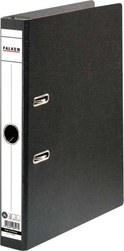 Falken Ordner Schmal DIN A4 50 mm Schwarz 2 Ringe Hartpappe
