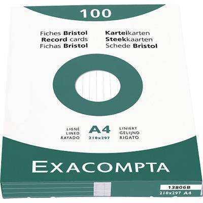 Exacompta Karteikarten, liniert / 13806B, weiß, A4, Inh. 100 Stück