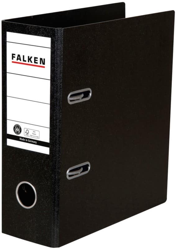Falken Ordner Breit DIN A5 80 mm Schwarz 2 Ringe Kunststoff Hochformat