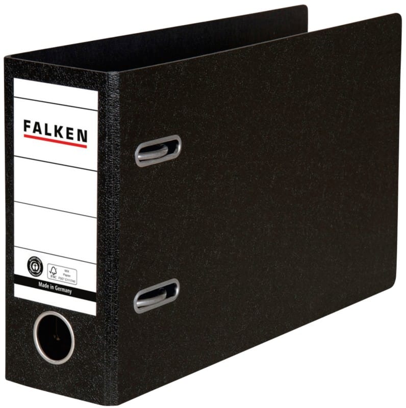 Falken Ordner Breit DIN A5 80 mm Schwarz 2 Ringe Kunststoff Querformat