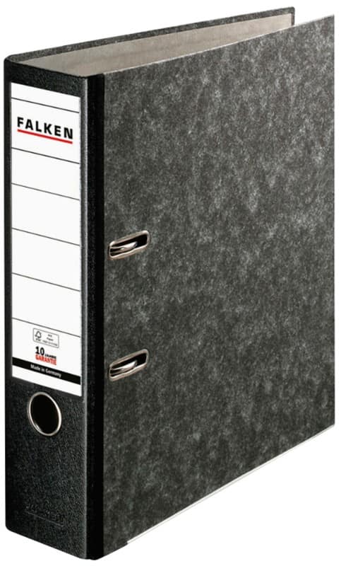 Falken Ordner Breit DIN A4 80 mm Schwarz 2 Ringe 11286523 Pappkarton Wolkenmarmor