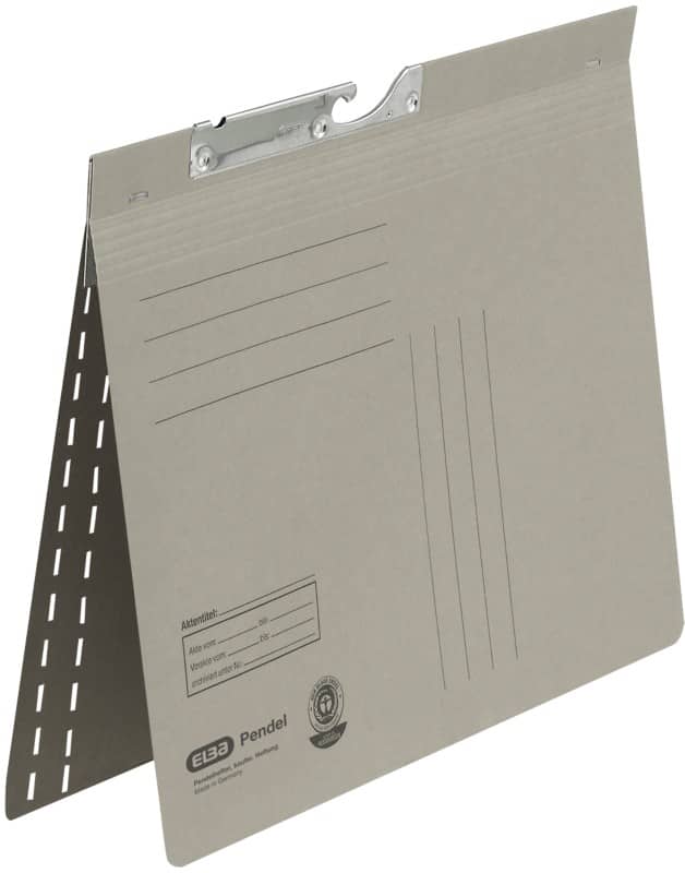 ELBA Pendelmappe DIN A4 V-Boden Grau Blauer Engel UZ56 (Recyclingkarton Schreibwaren)