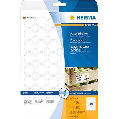 HERMA Power Etiketten 10915 Weiß Rund 1200 Etiketten pro Packung
