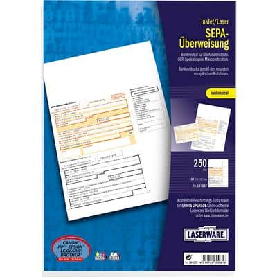 Laserware Bankformulare SEPA-Überweisung Bankneutral Weiß 250 Blatt