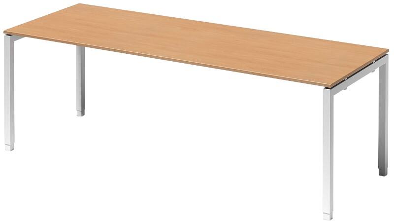 Bisley Cito Höhenverstellbar Schreibtisch Buche 4 Metallfüße 2.200 (B) x 800 (T) x 740 (H) mm MFC (Melaminbeschichtete Spanplatte), Stahl