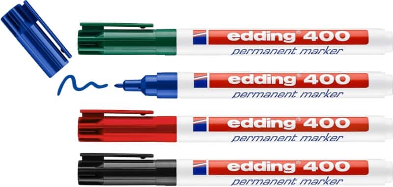 edding 400 Permanentmarker  Extra Fein Rundspitze  - 1 mm Farbig sortiert Nachfüllbar Wasserbeständig 4 Stück à 4