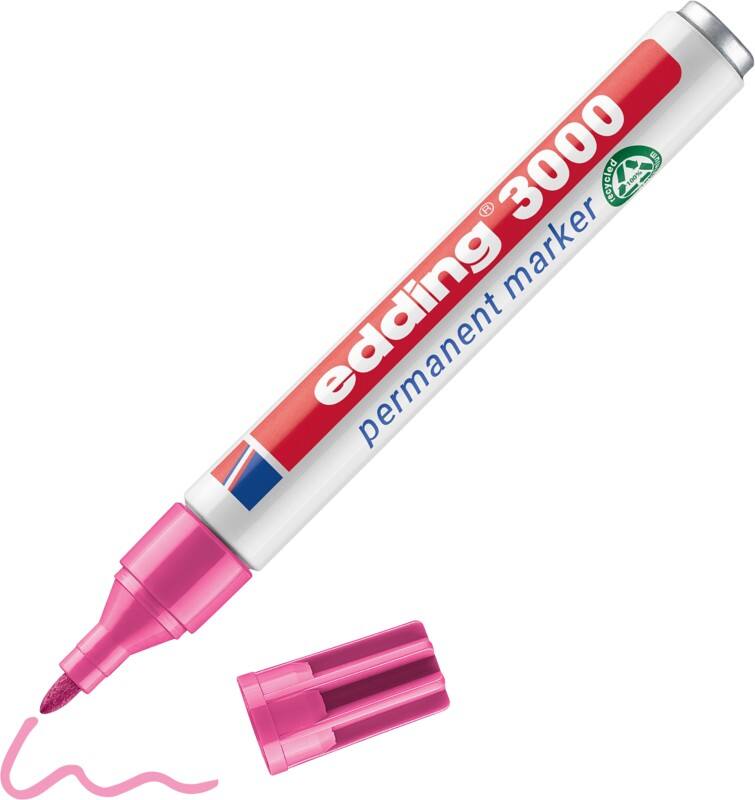 edding 3000 3000 Permanentmarker 100% Recycelt Mittel Rundspitze 1,5 - 3 mm Rosa Nachfüllbar Wasserbeständig