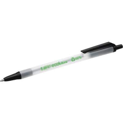 BIC Kugelschreiber Ecolutions Clic Stic 8806871, transparent/schwarz, Mine 0,4 mm, Schreibfarbe schwarz
