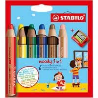 STABILO Buntstifte Woody 3 in 1 Farbig sortiert 6 Stück