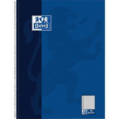 Oxford A4+ Spiralbindung Blau Laminiertes Pappcover Notizbuch kariert 80 Blatt